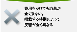 費用をかけても応募が全く来ない。掲載する時期によって反響が全く異なる